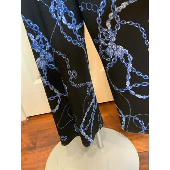 Joseph Ribkoff Black & Blue Chain Rope Print Sleeveless Wide Leg Jumpsuit Size 6 - Picture 9 of 10